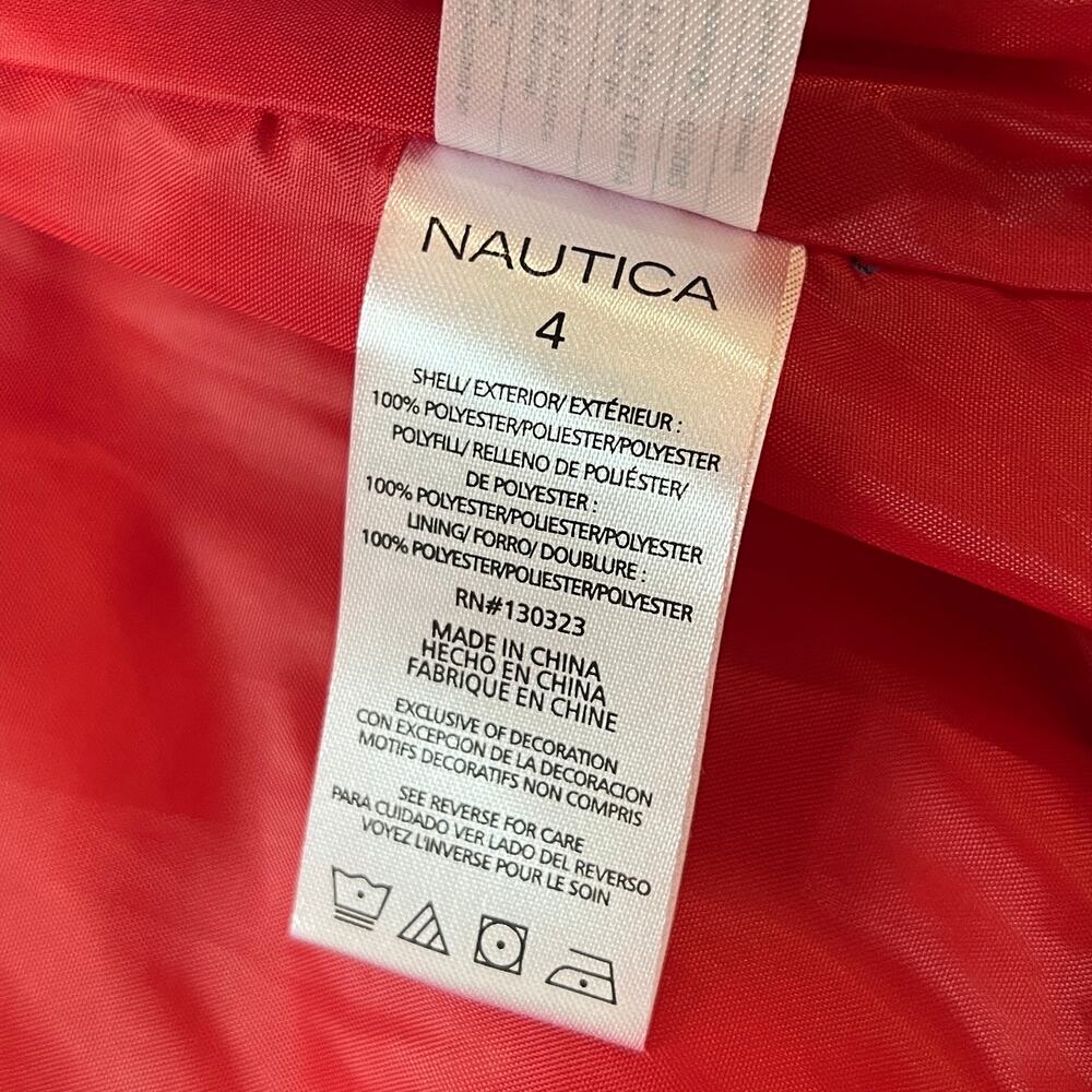 Nautica Boys Navy Red Colorblock Logo Puffer Vest 4 - Picture 5 of 6